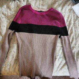 Venus XL Ribbed Striped Crewneck Sweater